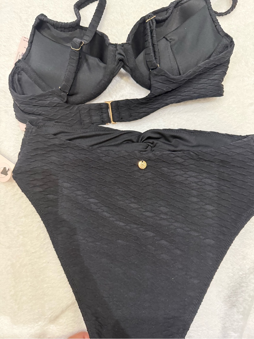 Victoria's Secret Black Textured Bikini Set32B/xs - Picture 7 of 8